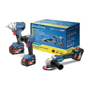 Kit taladro percutor 13 mm 60 nm + llave de impacto 1/2" 488 nm + esmeril angular 4 1/2" 20v (dcsm03-115 + dcjz2060i + dcpb488)