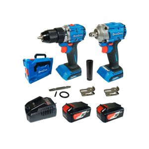 Kit llave de impacto 20v 358nm+ taladro percutor 20v / Incluye 2 baterías de 4ah+ 1 cargador